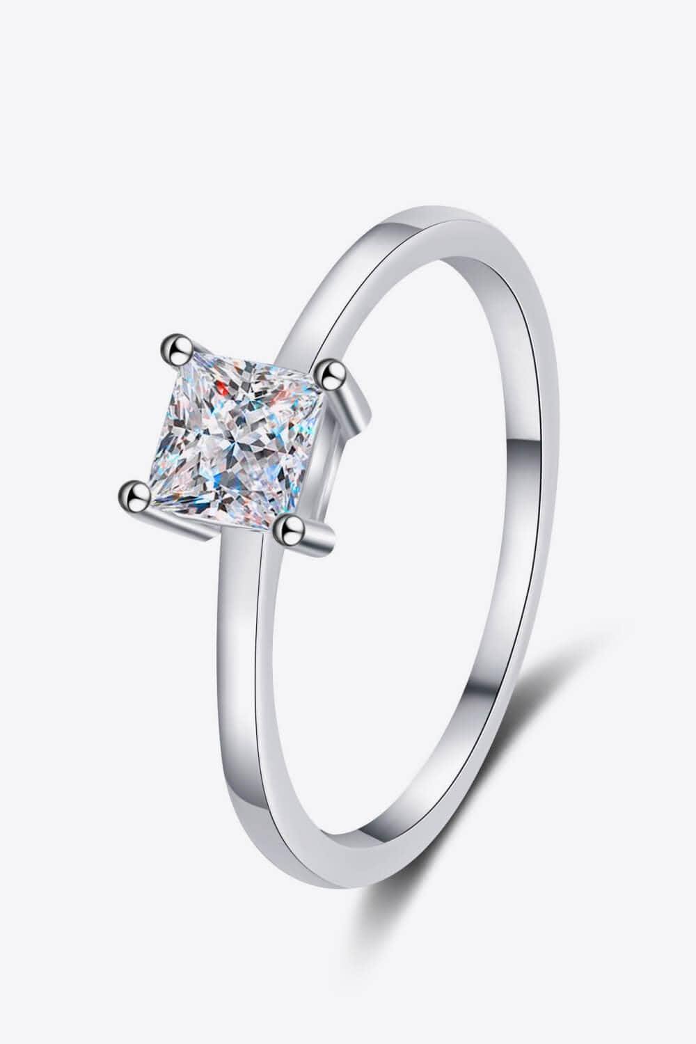 925 Sterling Silver Moissanite Solitaire Ring - Trendsi