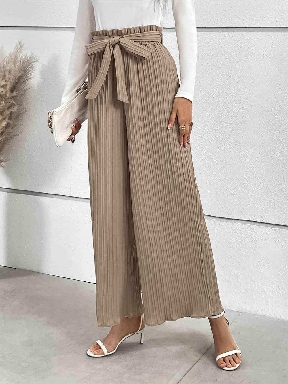 Tied Wide Leg Long Pants - Trendsi - Flyclothing LLC