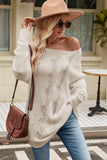 Boat Neck Dropped Shoulder Knit Top - Trendsi