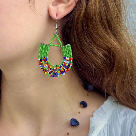 Maasai Bead Basket Dangle Earrings - Jedando
