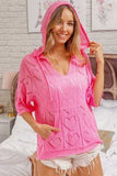 BiBi Openwork Heart Hooded Knit Top - Trendsi - Flyclothing LLC