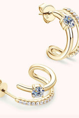 Moissanite 925 Sterling Silver C-Hoop Earrings - Trendsi - Flyclothing LLC
