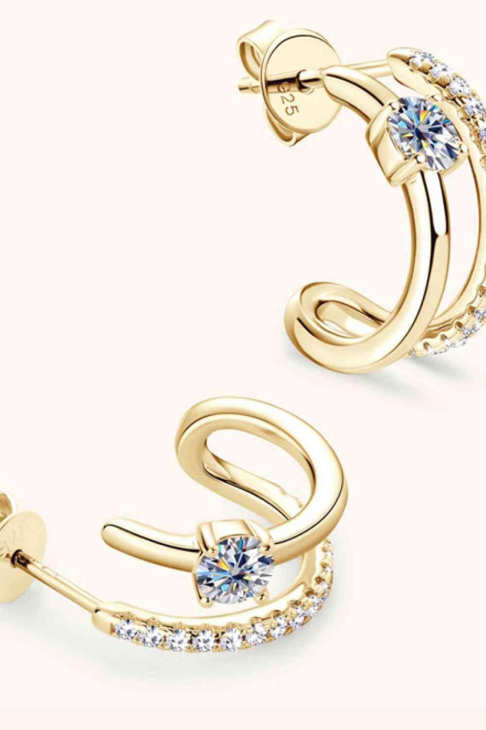 Moissanite 925 Sterling Silver C-Hoop Earrings - Trendsi - Flyclothing LLC