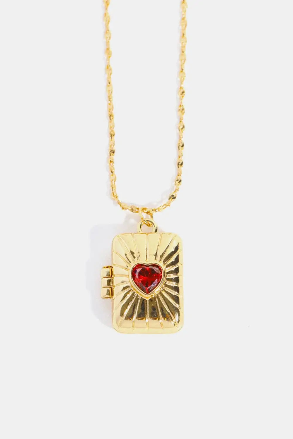 Heart Zircon Box Pendant Copper Necklace - Trendsi - Flyclothing LLC