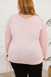 Plus Size Sheer Striped Sleeve V-Neck Top - Trendsi - Flyclothing LLC