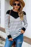 Striped Round Neck Long Sleeve T-Shirt - Trendsi - Flyclothing LLC