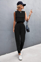Sleeveless Top and Joggers Set - Trendsi - Flyclothing LLC