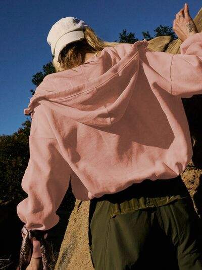 Half Zip Pocketed Dropped Shoulder Hoodie - Trendsi - Flyclothing LLC