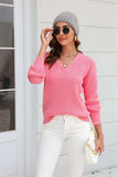Ribbed V-Neck Dropped Shoulder Knit Top - Trendsi - Flyclothing LLC