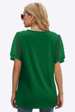 Swiss Dot Puff Sleeve V-Neck Tee - Trendsi - Flyclothing LLC