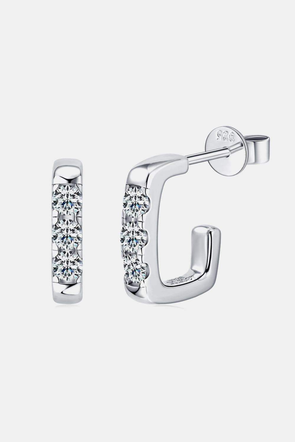 Moissanite 925 Sterling Silver Geometrical Huggie Earrings - Trendsi - Flyclothing LLC