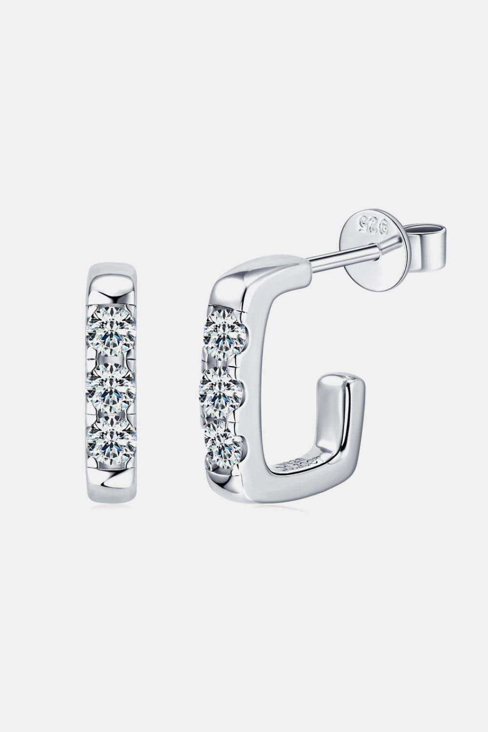 Moissanite 925 Sterling Silver Geometrical Huggie Earrings - Trendsi - Flyclothing LLC