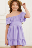 Ruffle Hem Tie-Back Flutter Sleeve Dress - Trendsi