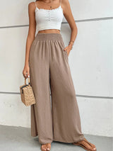 Wide Waistband Relax Fit Long Pants - Trendsi - Flyclothing LLC