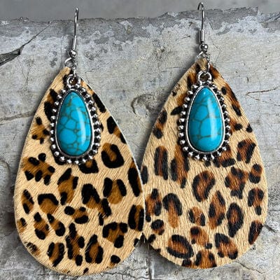 Artificial Turquoise Teardrop Earrings - Trendsi