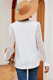 Openwork V-Neck Long Sleeve T-Shirt - Trendsi - Flyclothing LLC