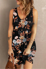 Double Take Printed Scoop Neck Sleeveless Buttoned Magic Dress with Pockets - Trendsi - Flyclothing LLC