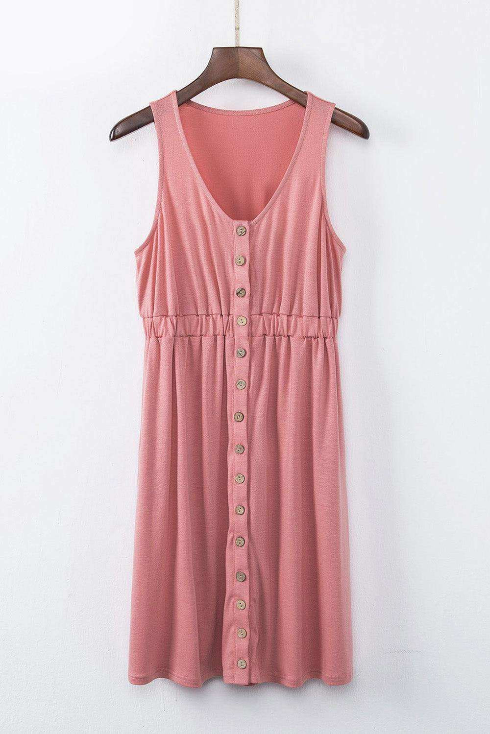 Sleeveless Button Down Mini Dress - Trendsi - Flyclothing LLC
