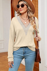 V-Neck Dropped Shoulder T-Shirt - Trendsi - Flyclothing LLC