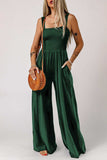 Smocked Square Neck Wide Leg Jumpsuit with Pockets - Trendsi - Flyclothing LLC