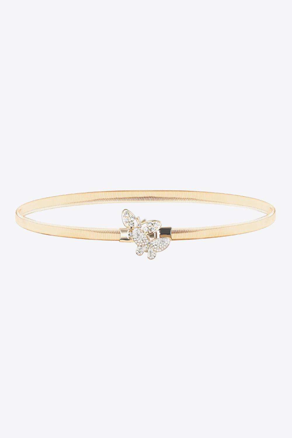 Rhinestone Butterfly Elastic Metal Belt - Trendsi - Flyclothing LLC