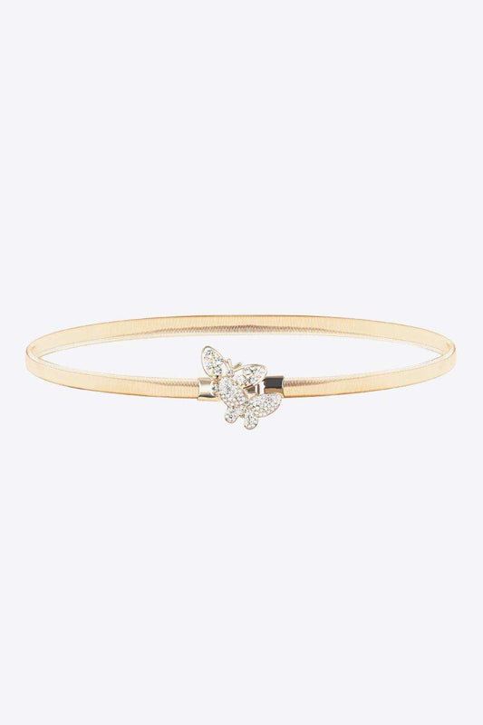Rhinestone Butterfly Elastic Metal Belt - Trendsi - Flyclothing LLC