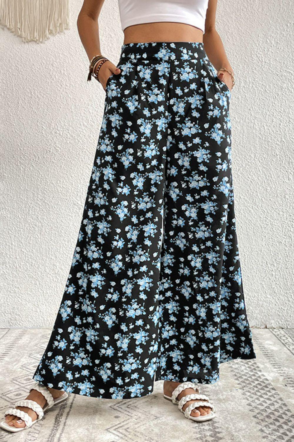 Floral Pocket Culottes - Trendsi
