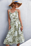 Floral Frill Trim Scoop Neck Spaghetti Strap Dress - Trendsi