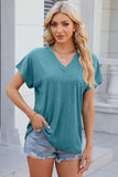 V-Neck Short Sleeve T-Shirt - Trendsi - Flyclothing LLC