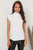Mock Neck Cap Sleeve Blouse - Trendsi - Flyclothing LLC