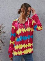 Contrast Quarter Zip Dropped Shoulder Hoodie - Trendsi - Flyclothing LLC