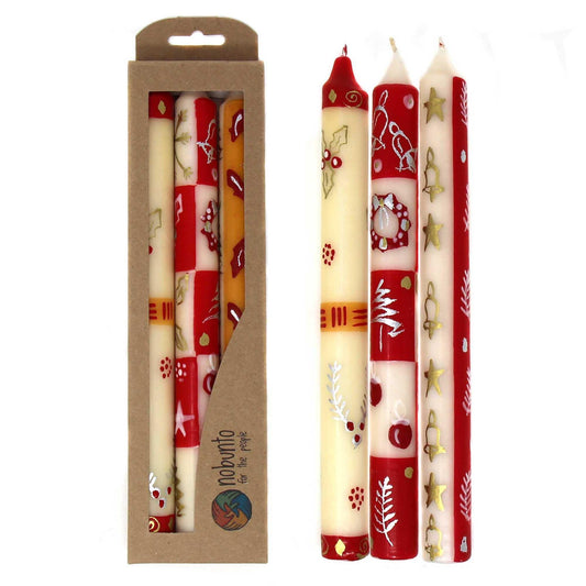 Tall Hand Painted Candles - Three in Box - Kimeta Design - Nobunto - Flyclothing LLC
