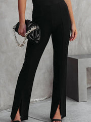 Front Slit Flare Leg Pants - Trendsi