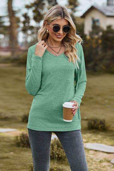 Drawstring Dropped Shoulder Hooded T-Shirt - Trendsi - Flyclothing LLC