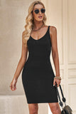 Ribbed Sleeveless V-Neck Dress - Trendsi