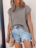 Cap Sleeve Sweater Vest - Trendsi - Flyclothing LLC