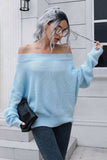 Off-Shoulder Ribbed Long Sleeve Pullover Sweater - Trendsi