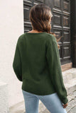 Ribbed Scoop Neck Long Sleeve Pullover Sweater - Trendsi