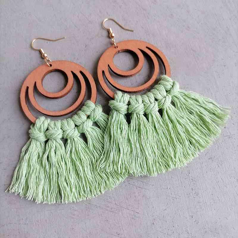 Tassel Detail Geometric Earrings - Flyclothing LLC