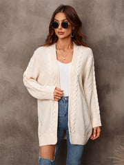 Warm Fall Mixed Knit Open Front Longline Cardigan - Flyclothing LLC