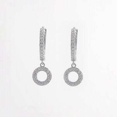 925 Sterling Silver Inlaid Zircon Hoop Dangle Earrings - Trendsi - Flyclothing LLC