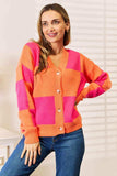 Woven Right Checkered V-Neck Dropped Shoulder Cardigan - Trendsi - Flyclothing LLC