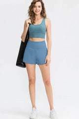 Wide Waistband Sports Shorts with Pockets - Trendsi - Flyclothing LLC