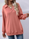 Collared Neck Dropped Shoulder Sweatshirt - Trendsi - Flyclothing LLC