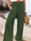 Full Size Smocked Waist Wide Leg Pants - Trendsi - Flyclothing LLC