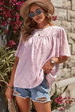 Round Neck Puff Sleeve Blouse - Trendsi - Flyclothing LLC