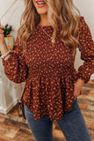 Floral Smocked Ruffle Hem Long Sleeve Blouse - Trendsi - Flyclothing LLC