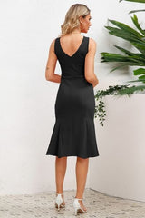Wide Strap Wrap Fishtail Dress - Flyclothing LLC