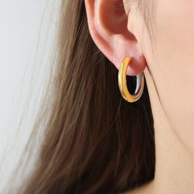 18K Gold-Plated Huggie Earrings - Trendsi
