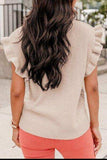 Cable-Knit Ruffled Mock Neck Sweater Vest - Trendsi - Flyclothing LLC